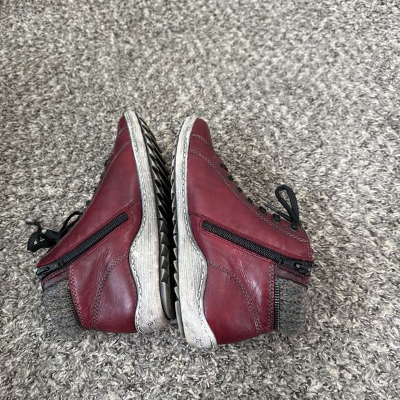 Remonte Burgundy Liv 73 Leather High Top Sneaker Ankle Boot Zip Lace 38 US 7 - Picture 3 of 9